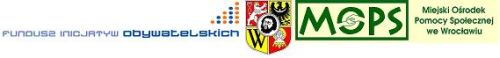 Logo Funduszu inicjatyw obywatelskich, herb Wrocławia,  logo Miejskiego Ośrodka Pomocy Społecznej we Wrocławiu