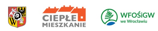 Herb Wrocławia, Logo Programu Ciepłe Mieszkanie, Logo Wojewódzkiego Funduszu Ochrony Środowiska i Gospodarki Wodnej  