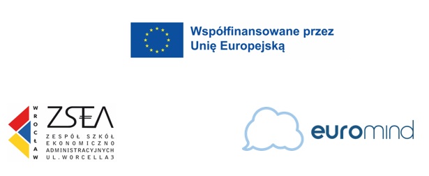 loga: Zespół Szkół Ekonomiczno-Administracyjnych, •	Euromind; flafa Unii Europejskiej