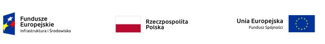 Loga instytucji finansujących projekt: Funduszu Europejskiego - Infrastruktura i Środowisko, Unii Europejskiej, Fundusz Spójności i  flaga Polski