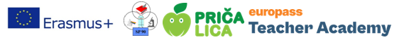 Loga instytucji finansujących projekt: logo unii europejskiej, logo erasmus plus, logo teacher academy