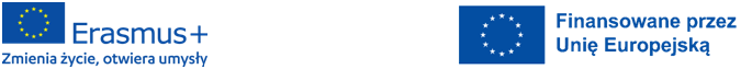 Loga instytucji finansujących projekt: logo erasmus plus, logo unii europejskiej