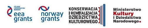 logo eea grants, logo Norway grants, logo konserwacji i rewitalizacji dziedzictwa narodowego, logo Ministerstwa Kultury i Dziedzictwa Narodowego 