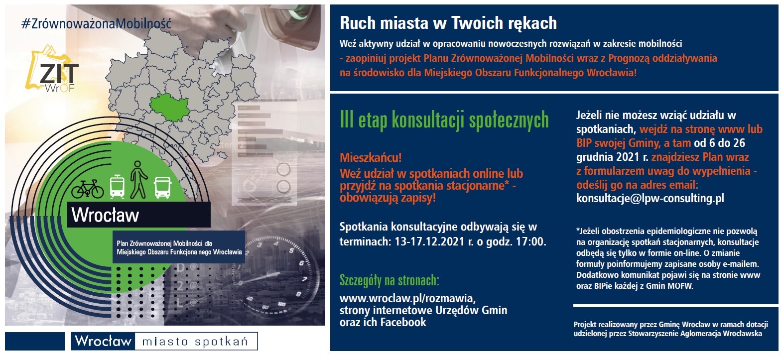 Plakat promujący trzeci etap konsultacji społecznych Planu Zrównoważonej Mobilności