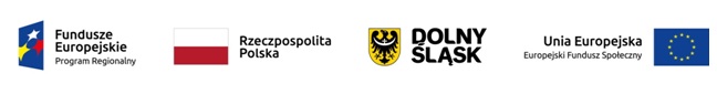 loga instytucji finansujących projekt: europejski funduszu społeczny, fundusze europejskie - program regionalny, flaga Polski i herb Dolnego Śląska