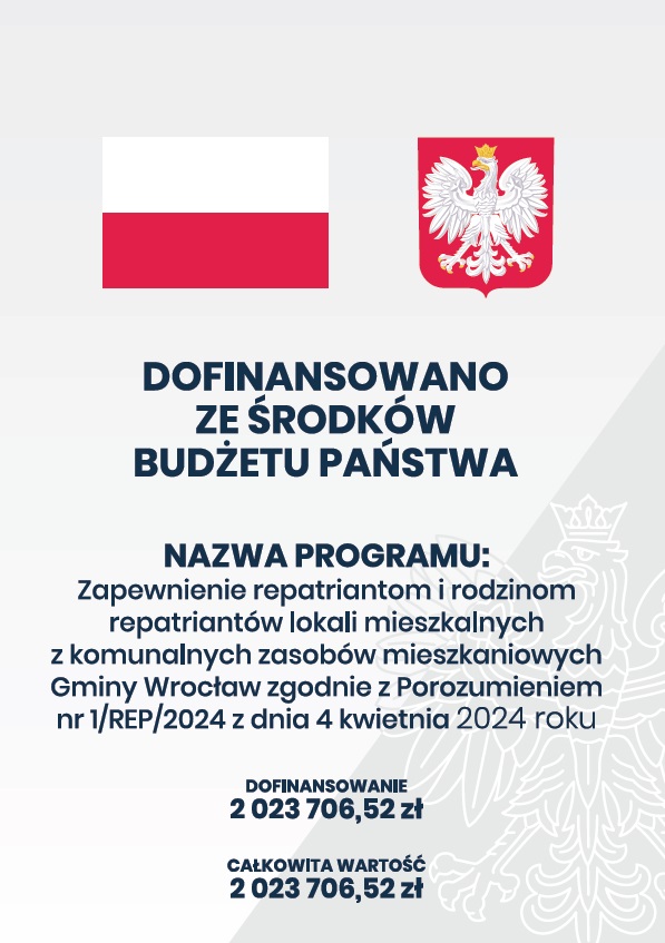 godło i flaga Polski, informacja o dofinansowaniu programu ze środków budżetu państwa