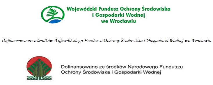 logo Wojewódzkiego Funduszu Ochrony Środowiska i Gospodarki Wodnej we Wrocławiu, logo o dofinansowaniu ze środków Narodowego Funduszu ochorny środowiska i gospodarki wodnej 