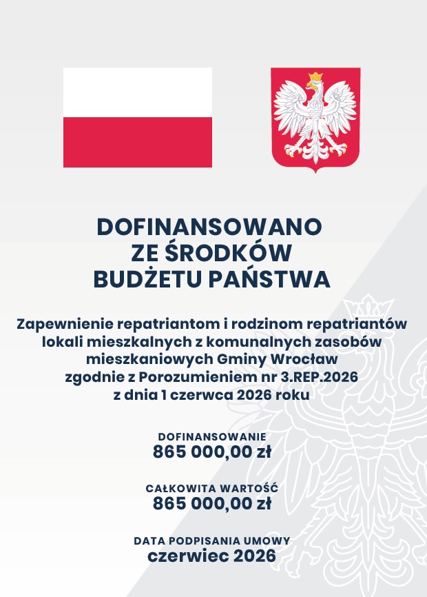 plakat dot. programu z flagą i herbem Polski