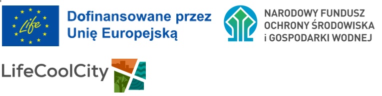 loga instytucji współfinansujących: Unii Europejskicej, Narodowego Funduszu Ochrony Środowiska i Gospodarki wodnej, projektu LifeCoolCity
