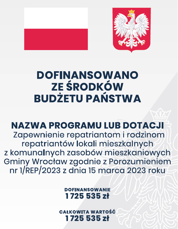 godło i flaga Polski, informacja o dofinansowaniu programu ze środków budżetu państwa 