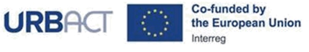 logo programu Urbact, flaga Unii Europejskiej
